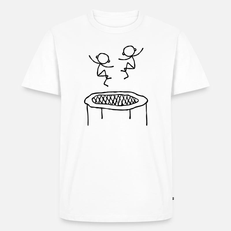 Zwei Trampolinspringer springen Trampolin - Männer Premium Bio T-Shirt - Weiß