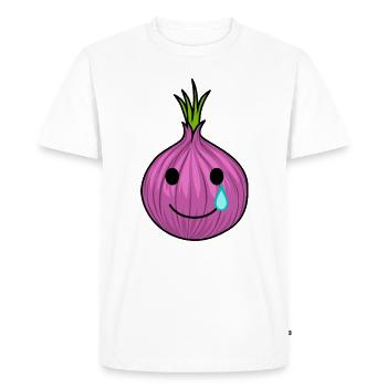 Onion Crying But Smiling Ironic Onion Lover - Men's Premium Organic T-Shirt - white - Front - Nico (187cm)