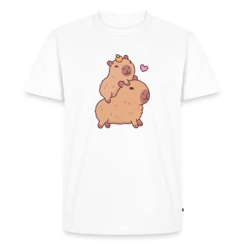 Mignon bébé capybara faisant du stop - T-shirt Premium bio Homme - blanc - Devant - Nico (187cm)