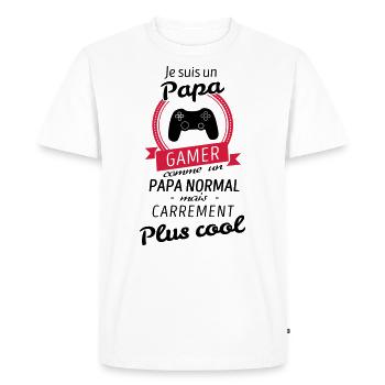 Je suis un papa Gamer - T-shirt Premium bio Homme - blanc - Devant - Nico (187cm)