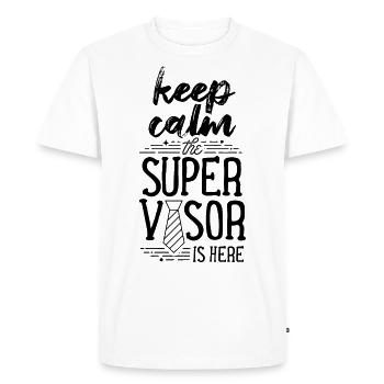 Reste calme Le superviseur Est Ici Le Métier Gardien - T-shirt Premium bio Homme - blanc - Devant - Nico (187cm)