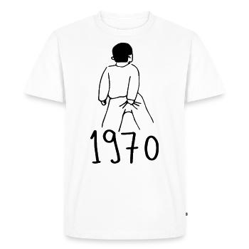 1970 Anniversaire 1970 - T-shirt Premium bio Homme - blanc - Devant - Nico (187cm)