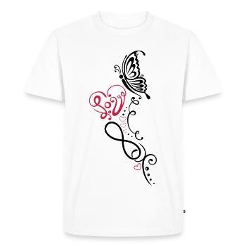 Herz mit Schmetterling, infinity - T-shirt Premium bio Homme - blanc - Devant - Nico (187cm)