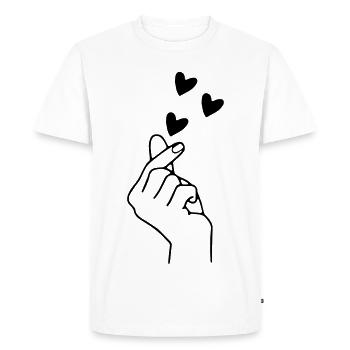 Je donne de l’amour au cœur / Look partenaire de la Saint-Valentin - T-shirt Premium bio Homme - blanc - Devant - Nico (187cm)