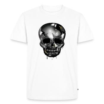 extravagant skull colored in chrome look - Men's Premium Organic T-Shirt - white - Front - Nico (187cm)