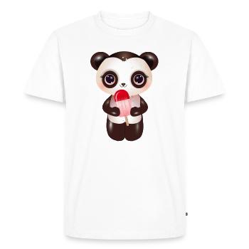 Panda mignon avec de la crème glacée rouge sur le style - T-shirt Premium bio Homme - blanc - Devant - Nico (187cm)