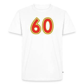60. 60 ANS. 60e ANNIVERSAIRE. ANNIVERSAIRE 60 ANS. - T-shirt Premium bio Homme - blanc - Devant - Nico (187cm)