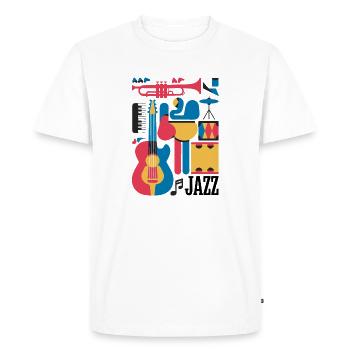Illustration de notes de musique et d’instruments heureux - T-shirt Premium bio Homme - blanc - Devant - Nico (187cm)