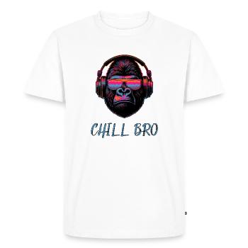 CHILL BRO - Cooler Affe mit Sonnenbrille Kopfhörer - Männer Premium Bio T-Shirt - Weiß - Vorne - Nico (187cm)