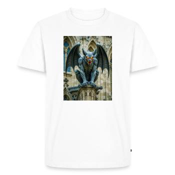 Gargoyle, winged stone demon guarding Gothic  - Men's Premium Organic T-Shirt - white - Front - Nico (187cm)