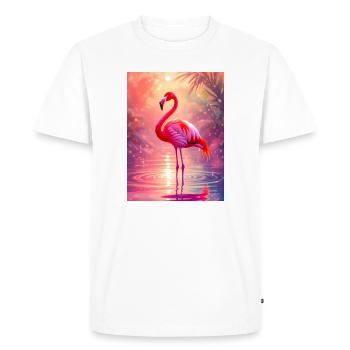 Flamingo – Geist der Anmut und Farbe - T-shirt Premium bio Homme - blanc - Devant - Nico (187cm)