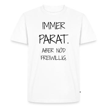 Design affirmatif – l’ironie rencontre la vie quotidienne - T-shirt Premium bio Homme - blanc - Devant - Nico (187cm)