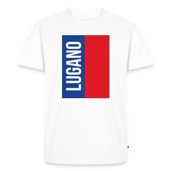 T-shirt souvenir Lugano Tessin - T-shirt Premium bio Homme - blanc - Devant - Nico (187cm)