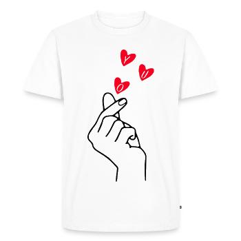 Finger Heart Love Design d’art minimal - T-shirt Premium bio Homme - blanc - Devant - Nico (187cm)