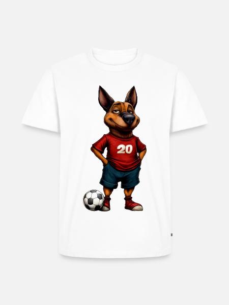 Schäferhund Fussballer - Männer Premium Bio T-Shirt - Weiß