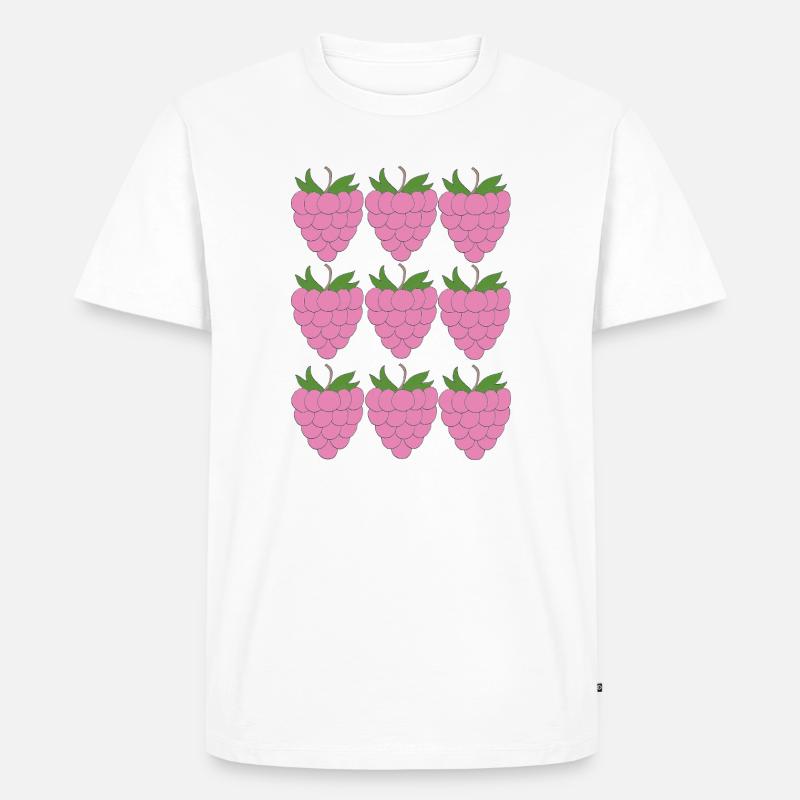 Raspberry Grid Pattern - Men's Premium Organic T-Shirt - white