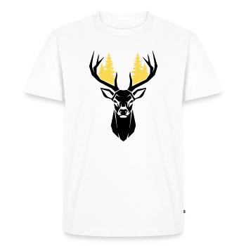 Silhouette de la forêt de tête de cerf - T-shirt Premium bio Homme - blanc - Devant - Nico (187cm)