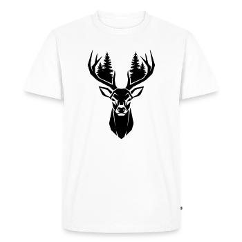 Silhouette de la forêt des arbres à tête de cerf - T-shirt Premium bio Homme - blanc - Devant - Nico (187cm)