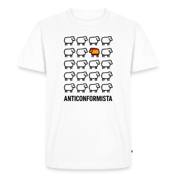 Anticonformiste Mouton Drapeau Espagne Humour - T-shirt Premium bio Homme - blanc - Devant - Nico (187cm)