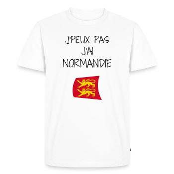 Fierté Normande : J'peux pas j'ai Normandie - T-shirt Premium bio Homme - blanc - Devant - Nico (187cm)