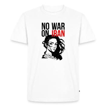 Pas de guerre contre l’Iran - T-shirt Premium bio Homme - blanc - Devant - Nico (187cm)