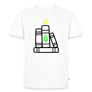 Pile de livres Arbre Nature Lecture Club de lecture Forêt - T-shirt Premium bio Homme - blanc - Devant - Nico (187cm)