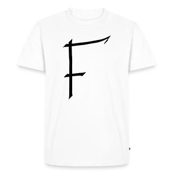Lettre F - T-shirt Premium bio Homme - blanc - Devant - Nico (187cm)