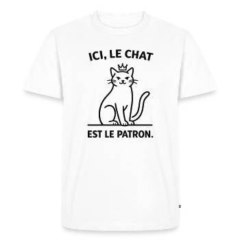  Ici Le Chat Est Le Patron - T-shirt Premium bio Homme - blanc - Devant - Nico (187cm)