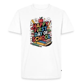 Bon premier jour d’école Livres - T-shirt Premium bio Homme - blanc - Devant - Nico (187cm)