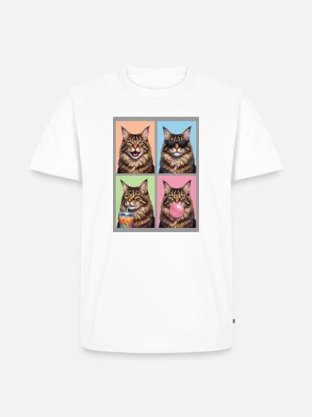 Katzen Maine Coon Katze - Männer Premium Bio T-Shirt - Weiß