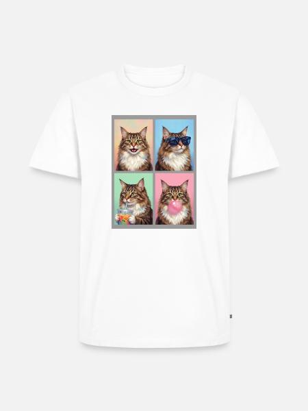 Katzen Norwegische Waldkatze Katze - Männer Premium Bio T-Shirt - Weiß