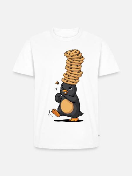 Pinguin Mit Riesigem Pfannkuchenstapel - Männer Premium Bio T-Shirt - Weiß