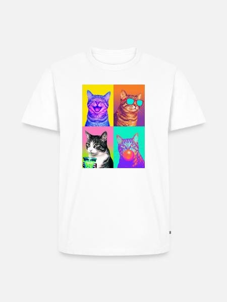 Katzen Graue Tabby Katze - Männer Premium Bio T-Shirt - Weiß