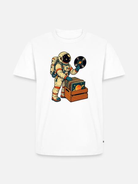 Astronaut Vinyl Sammler - Männer Premium Bio T-Shirt - Weiß