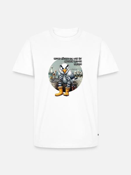 Böse Möwen - Leute schubsen - Männer Premium Bio T-Shirt - Weiß