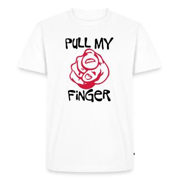 Pull my Finger | you | hand - T-shirt Premium bio Homme - blanc - Devant - Nico (187cm)