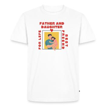 Père et fils, j'aime mon père - T-shirt Premium bio Homme - blanc - Devant - Nico (187cm)