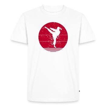 Karaté Vintage Japan Flag Girl | Karaté Martial Ar - T-shirt Premium bio Homme - blanc - Devant - Nico (187cm)