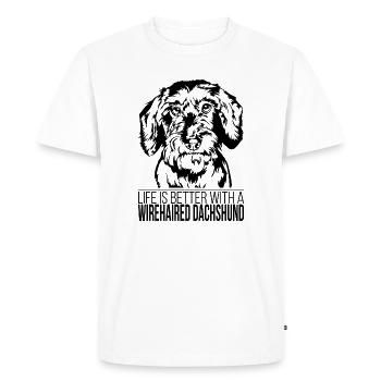 Wirehaired Dachshund life is better Dogs Wilsigns - Men's Premium Organic T-Shirt - white - Front - Nico (187cm)