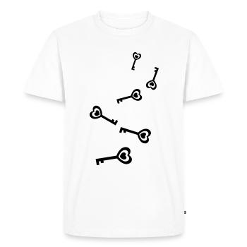 Mariage au cœur clé - T-shirt Premium bio Homme - blanc - Devant - Nico (187cm)