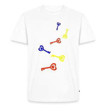 Cœur clé Mariage coloré - T-shirt Premium bio Homme - blanc - Devant - Nico (187cm)