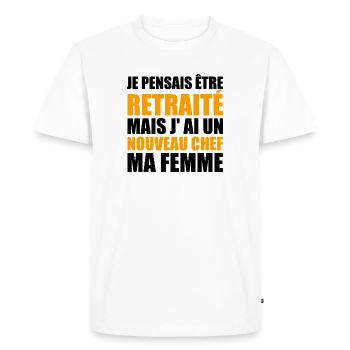 Retraite Humour Retraité Cadeau Homme Retraité - T-shirt Premium bio Homme - blanc - Devant - Nico (187cm)