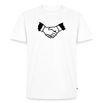 Poignée de main - T-shirt Premium bio Homme - blanc - Devant - Nico (187cm)