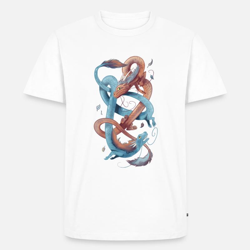 Double Dragons - Männer Premium Bio T-Shirt - Weiß