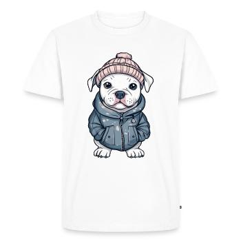 Pit Terrier Chien Élégant - T-shirt Premium bio Homme - blanc - Devant - Nico (187cm)