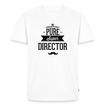 100 % directeur - T-shirt Premium bio Homme - blanc - Devant - Nico (187cm)