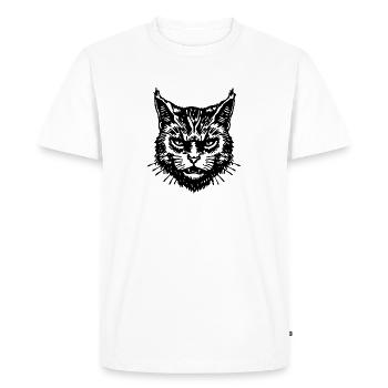 Chats, Dame aux chats, Amoureux des chats, Visage de chat - T-shirt Premium bio Homme - blanc - Devant - Nico (187cm)