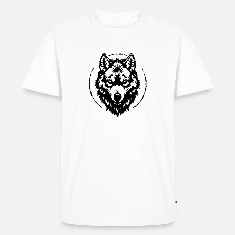 Wolf - Männer Premium Bio T-Shirt - Weiß