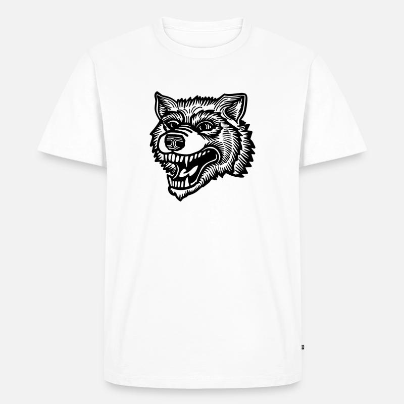 Wolf - Männer Premium Bio T-Shirt - Weiß