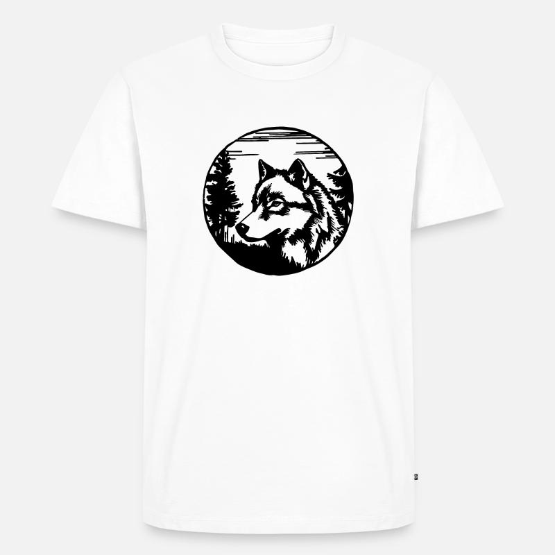 Wolf - Männer Premium Bio T-Shirt - Weiß